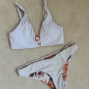 White Floral Bikini Set